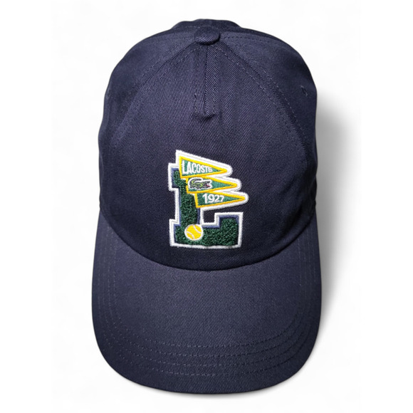 NWT LACOSTE Pennants Organic Cotton Twill Sports Hat Navy Unisex Size Adjustable - Picture 1 of 11